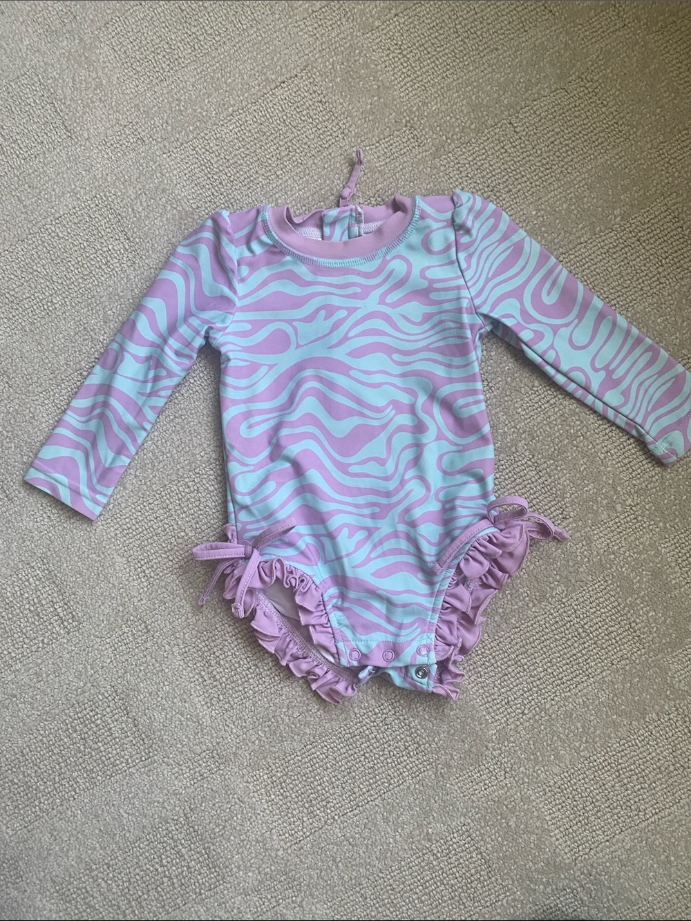 Caden Lane Lavender & Mint Wave Rashguard One-Piece